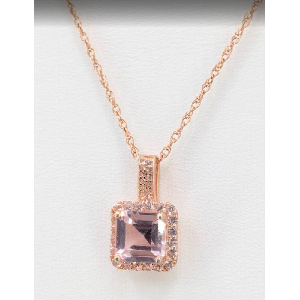 Pendant Necklace JCPenney Lab Created Champagne Sapphire 14K Rose Gold 925 18"